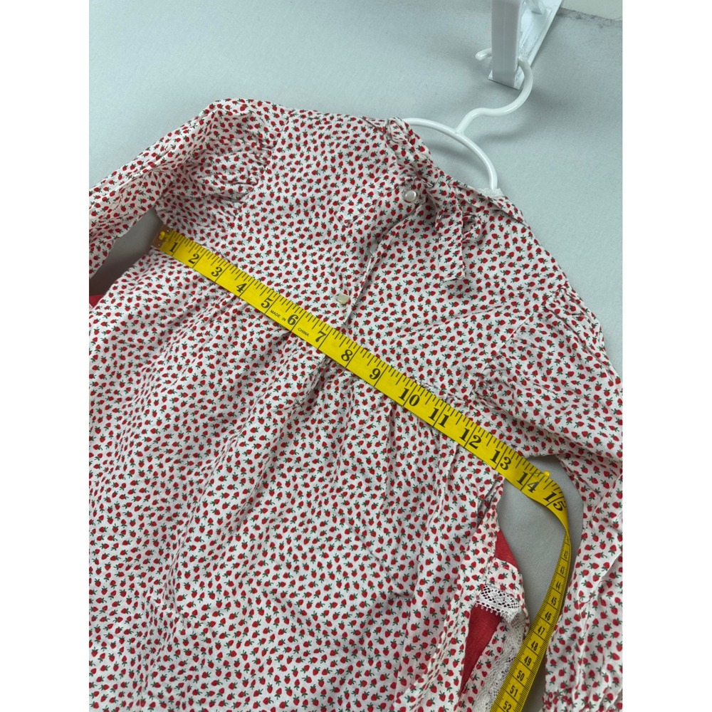 Unbranded Gingerbread Pinafore Dress Kids 3T Red Strawberry Print Lace Holiday - Picture 8 of 9